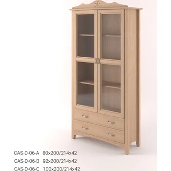 Knihovna Stylová dvoudveřová Vitrína se zásuvkami CASTELLO D06 - DUB