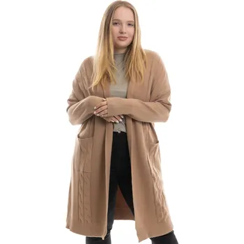 Dámský svetr Italy fashion Dámský kardigan CAMILE Barva: Cappuccinová, Velikost: UNI: L-2XL