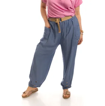 Dámské kalhoty Italy fashion Dámské letní kalhoty BENTLEY Barva: Modrá, Velikost: UNI: M-XL