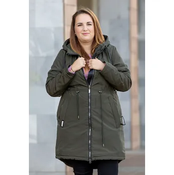 Dámská parka Miss TiTi Přechodová parka CARLY MAXI [3839] Barva: Khaki, Velikost: 4XL