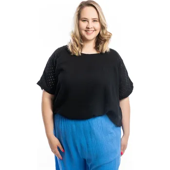 Dámské tričko Italy fashion Dámské mušelínové tričko MADEIRA Barva: Černá, Velikost: UNI: 2XL-5XL