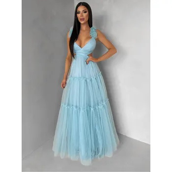 Dámské šaty Mentolové tylové plesové šaty NALASI s průstřihy Velikost: M