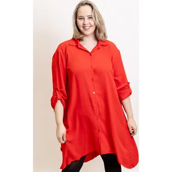 Dámské šaty Italy fashion Košilové šaty LIAM Barva: Červená, Velikost: UNI: XL-3XL