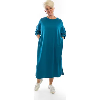 Dámské šaty Italy fashion Mikinové šaty VILMA Barva: Petrolejová, Velikost: UNI: L-2XL