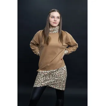 Dámské šaty Italy fashion Šaty LEOPARD Barva: Hnědá, Velikost: UNI: M-XL
