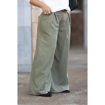 Dámské kalhoty Italy fashion Dámské široké kalhoty MERCI Barva: Khaki, Velikost: UNI: S-L