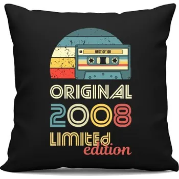 Žertovný předmět Original - best of' 2008 - černý polštář s potiskem- Tričkový.cz