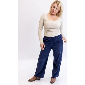 Dámské kalhoty Italy fashion Manšestrové kalhoty ELLA Barva: Tmavě modrá, Velikost: UNI: M/L