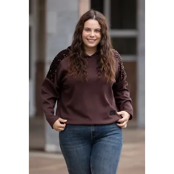 Dámská mikina Italy fashion Třpytivá mikina TERESA Barva: čokoládová, Velikost: UNI: XL-3XL