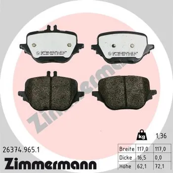 Brzdová destička Sada brzdových destiček, kotoučová brzda ZIMMERMANN 26374.965.1