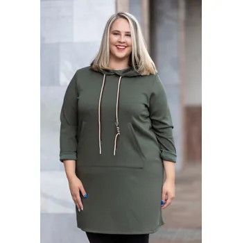 Dámská mikina Italy fashion Dámská dlouhá mikina ZAFIRA Barva: Khaki, Velikost: UNI: XL-3XL