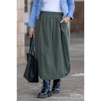 Dámská sukně Italy fashion Manšestrová sukně MALORY Barva: Khaki, Velikost: UNI: S-L