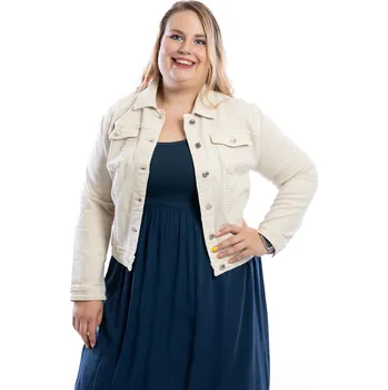 Dámská casual bunda Re-dress jeans Dámská džínová bunda CREAM [C110-1] Barva: Krémová, Velikost: 3XL