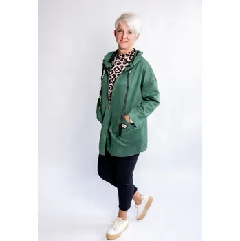 Dámský svetr Italy fashion Kardigan NEVIA short Barva: Zelená, Velikost: UNI: XL-3XL