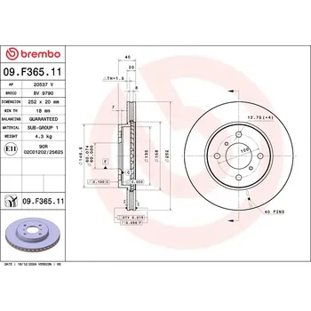 Brzdový kotouč Brzdový kotouč BREMBO 09.F365.11