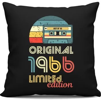 Žertovný předmět Original - best of' 1966 - černý polštář s potiskem- Tričkový.cz