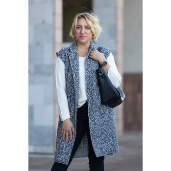 Dámská vesta Italy fashion Dlouhá vesta MONIKA Barva: Černošedá, Velikost: UNI: M-XL