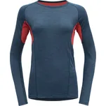 Devold Merino 130 RUNNING tričko s dlouhým rukávem - dámské - růžová/modrá Velikost: M