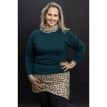 Dámské oblečení Italy fashion Šaty LEOPARD Barva: Petrolejová, Velikost: UNI: M-XL