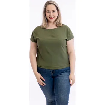 Dámské tričko Italy fashion Dámské tričko do gumy VIOLETA Barva: Khaki, Velikost: UNI: M-XL