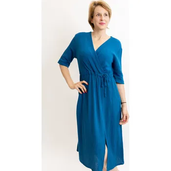 Dámské šaty Italy fashion Mušelínové šaty LUKA Barva: Petrolejová, Velikost: UNI: M-XL