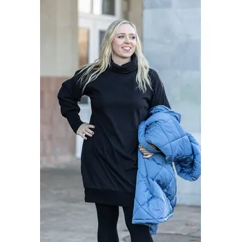 Dámské šaty Italy fashion Fleecové šaty TEA Barva: Černá, Velikost: UNI: M-XL