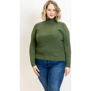 Dámský svetr Italy fashion Vzorovaný svetr OLIVIE Barva: Khaki, Velikost: UNI: M/L