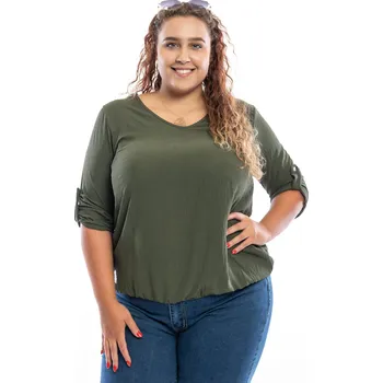 Dámské tričko Italy fashion Dámské tričko do gumy BOBY Barva: Khaki, Velikost: UNI: XL-4XL