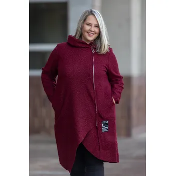Dámský kabát Italy fashion Lehký kabát GRETA Barva: Vínová, Velikost: UNI: XL-3XL