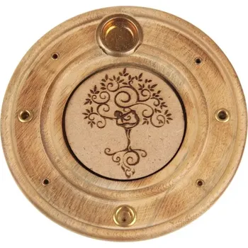 Vonná tyčinka Stojánek na vonné tyčinky talířek relief Yoga tree 10 cm