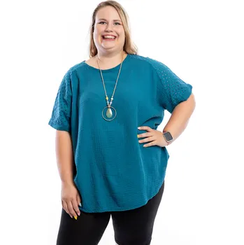 Dámské tričko Italy fashion Dámské mušelínové tričko MADEIRA Barva: Petrolejová, Velikost: UNI: 2XL-5XL