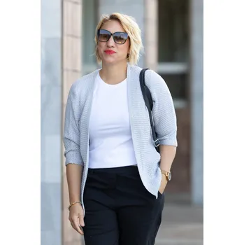 Dámský svetr Italy fashion Kardigan PIKE Barva: Stříbrná, Velikost: UNI: M-XL