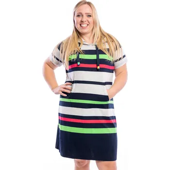 Dámské šaty Benter Pruhované šaty CASEY [16593] Barva: Trávově zelená a růžová, Velikost: 2XL