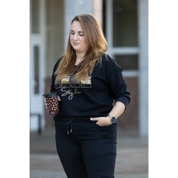 Dámské tričko Italy fashion Tričko s dlouhým rukávem WILDNESS Barva: Černá, Velikost: UNI: L-2XL