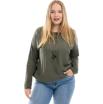 Dámské oblečení Italy fashion Dámské tričko TORY Barva: Khaki, Velikost: UNI: L-2XL