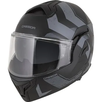 Helma na motorku CASSIDA přilba MultiFlip Korp 2026, černá matná/tmavě šedá/šedá, vel. L