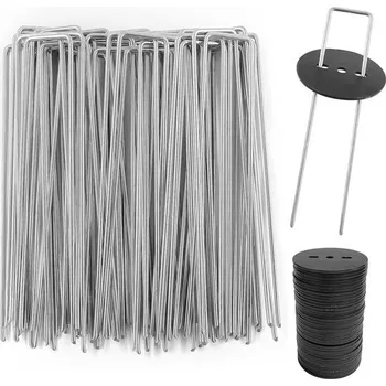 Kovové zahradní kolíky, pozinkovaná ocel, membránové kolíky, 50 zemních kolíků s 50 podložkami,