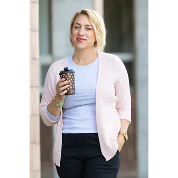 Dámský svetr Italy fashion Kardigan PIKE Barva: Světle růžová, Velikost: UNI: M-XL