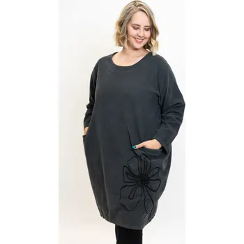 Dámské šaty Italy fashion Manšestrové šaty LINA Barva: Tmavě šedá, Velikost: UNI: 2XL-4XL