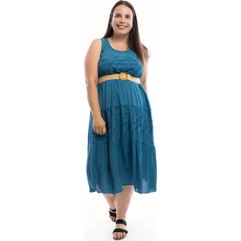 Dámské šaty Italy fashion Letní šaty NONA Barva: Petrolejová, Velikost: UNI: XL-3XL