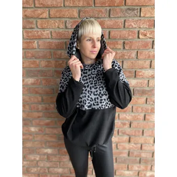 Dámská mikina Mikina SAHARA krátká Barva: Leopard světle šedé, Velikost: UNI