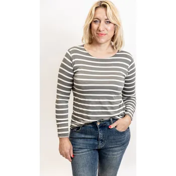 Italy fashion Dámské proužkaté tričko SAIL Barva: Khaki, Velikost: UNI: M/L