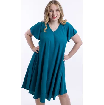Dámské oblečení Italy fashion Letní šaty VIVIENE Barva: Petrolejová, Velikost: UNI: L-3XL