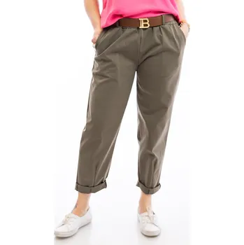 Dámské kalhoty Italy fashion Dámské kalhoty TRIXIE Barva: Khaki, Velikost: UNI: M-XL