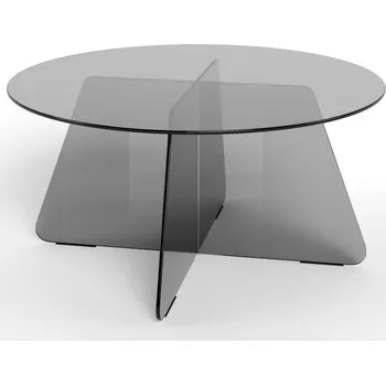 Konferenční stolek Šedý skleněný kulatý konferenční stolek ø 80 cm Samos – Actona ID_1829122
