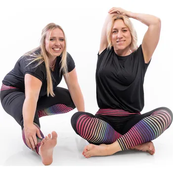 FANNIFEN Dámské sportovní legíny RAINBOW [Y202] Barva: Pruhovaná, Velikost: S/M