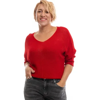 Dámský svetr Italy fashion Dámský svetr LINSY Barva: Červená, Velikost: UNI: M-XL