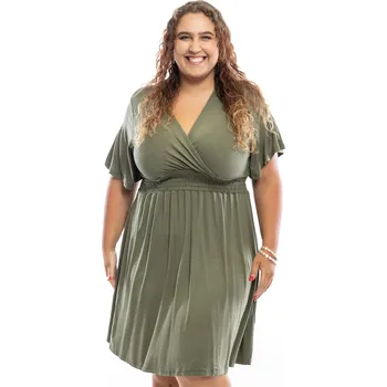 Dámské šaty Italy fashion Letní šaty ALEXIA Barva: Khaki, Velikost: UNI: XL-4XL