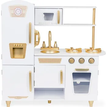 Dětská kuchyňka Dětská dřevěná kuchyňka velká bílo-zlatá