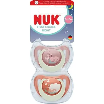 dudlíky NUK First Choice Night dudlík 6-18m 2ks mix barev